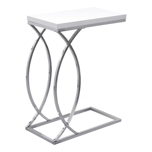 Monarch Specialties Accent Table - Glossy White With Chrome Metal